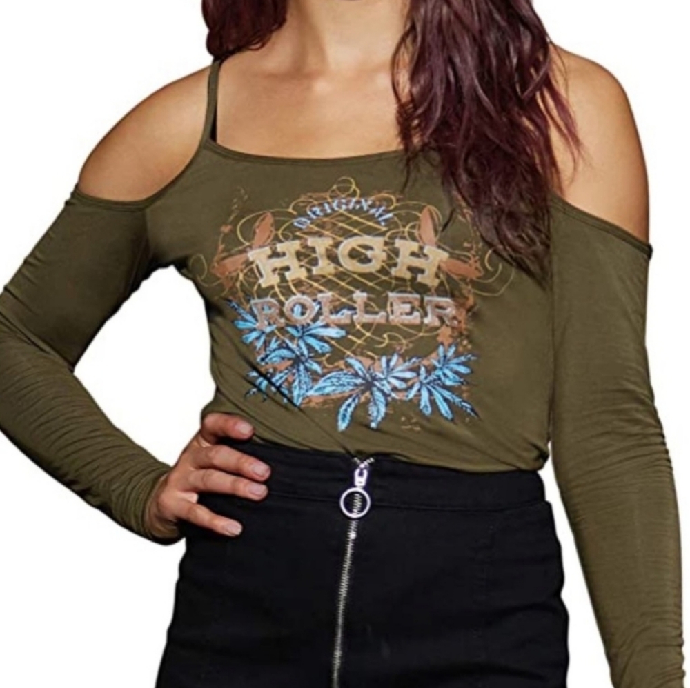 High Demand Original High Roller Mary Jane 420 Cold Shoulder Top